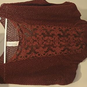 Free People Deep Red Lace Knit Poncho